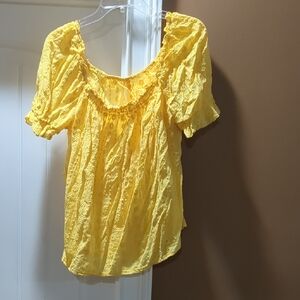 SHEIN Yellow Lace Iolet Blouse Plus Size 1x